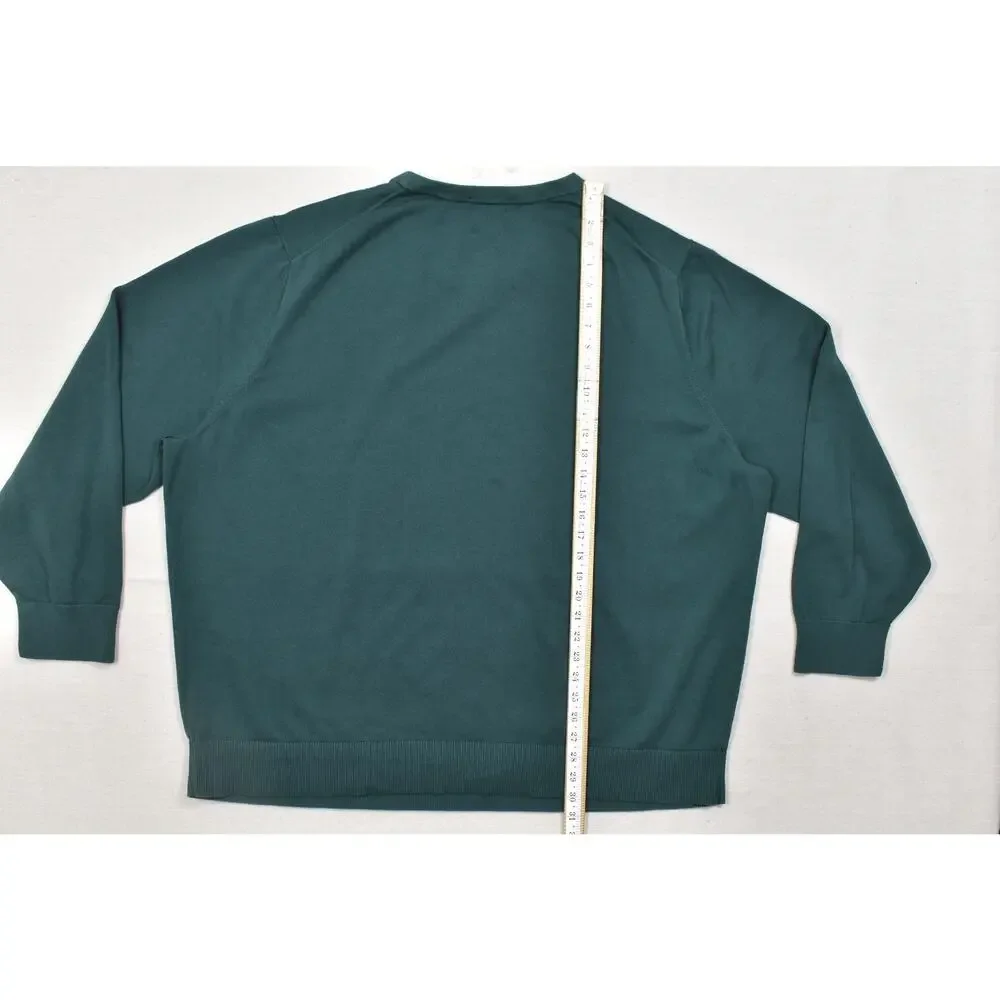 Lands' End Men 4XL/T Dark Green 100% Supima Cotton Crewneck Raglan Sweater Tall